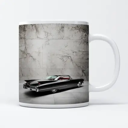 Black Cadillac Classic Car Marble Wall Background
