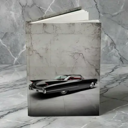 Black Cadillac Classic Car Marble Wall Background