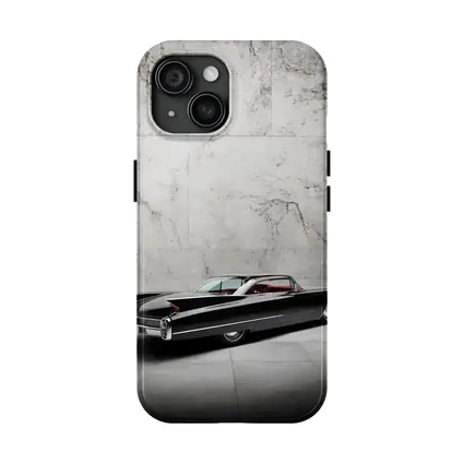 Black Cadillac Classic Car Marble Wall Background