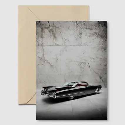 Black Cadillac Classic Car Marble Wall Background