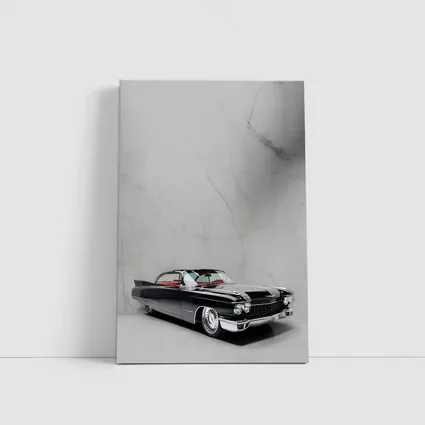 Black Cadillac Classic Car Marble Background
