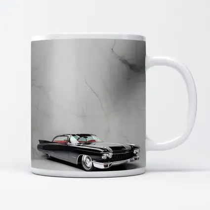 Black Cadillac Classic Car Marble Background