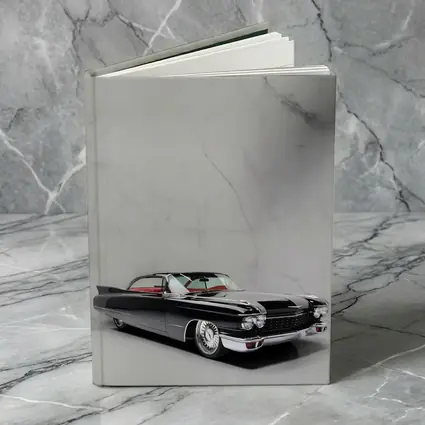 Black Cadillac Classic Car Marble Background