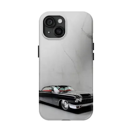 Black Cadillac Classic Car Marble Background