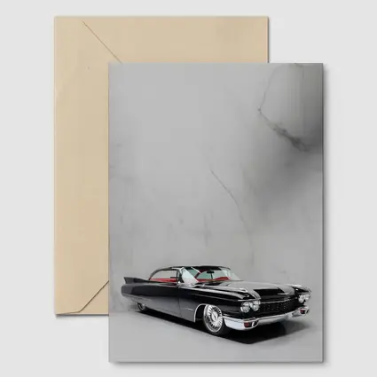 Black Cadillac Classic Car Marble Background