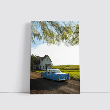 Classic Blue Cadillac Country Farmhouse Road