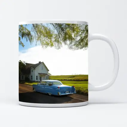 Classic Blue Cadillac Country Farmhouse Road