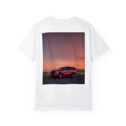 Cadillac Escalade Red SUV Sunset Sky