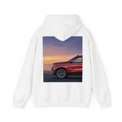 Cadillac Escalade Red SUV Sunset Sky
