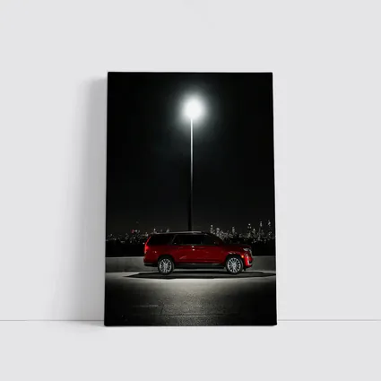 Cadillac Escalade Red Night City Skyline