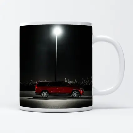 Cadillac Escalade Red Night City Skyline