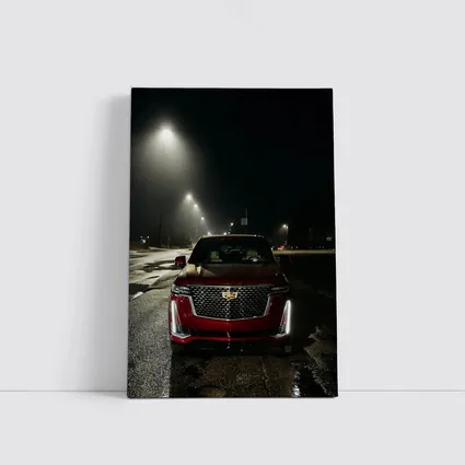 Cadillac Escalade Red Front Night Street