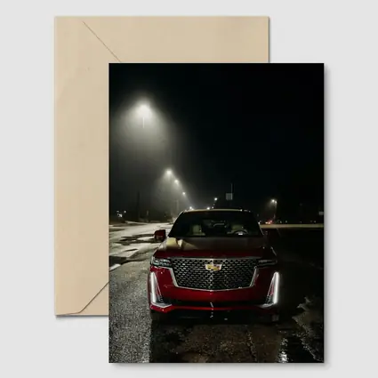 Cadillac Escalade Red Front Night Street