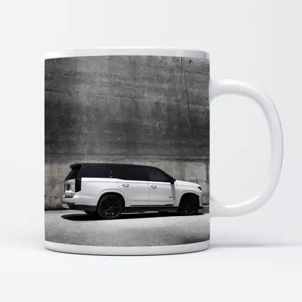 Cadillac Escalade White SUV Concrete Wall