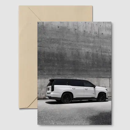 Cadillac Escalade White SUV Concrete Wall