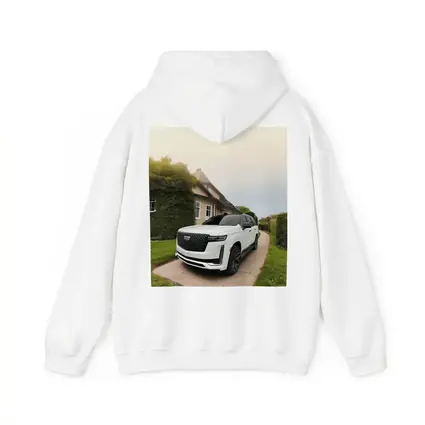 White Cadillac Escalade Parked Estate Driveway