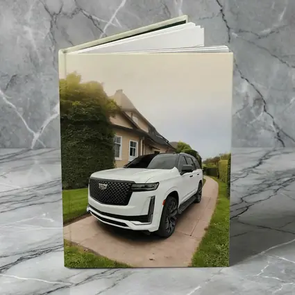 White Cadillac Escalade Parked Estate Driveway