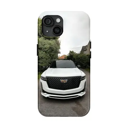 Cadillac Escalade White Suburban Driveway Front View