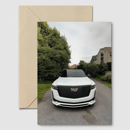 Cadillac Escalade White Suburban Driveway Front View