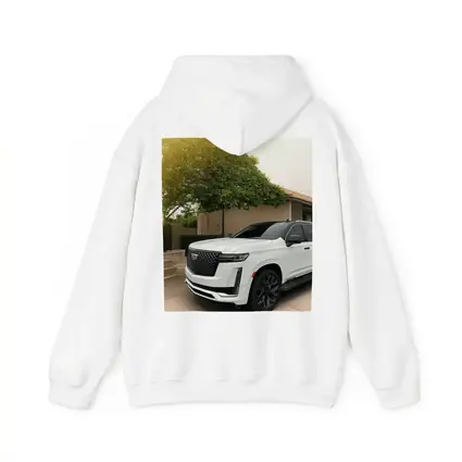 White Cadillac Escalade Parked Suburban Driveway