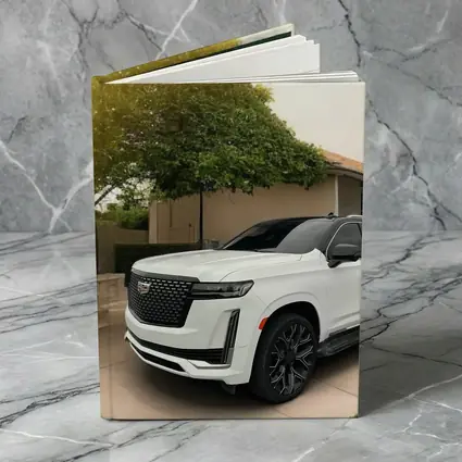 White Cadillac Escalade Parked Suburban Driveway