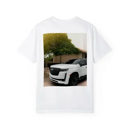 White Cadillac Escalade Parked Suburban Driveway