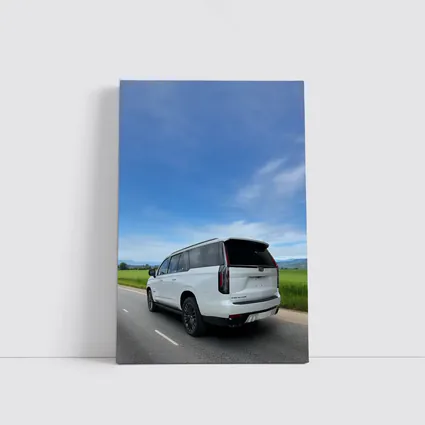 Cadillac Escalade White SUV Open Road