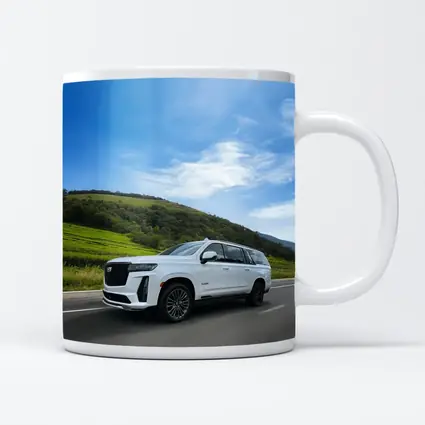Cadillac Escalade White SUV Green Hills