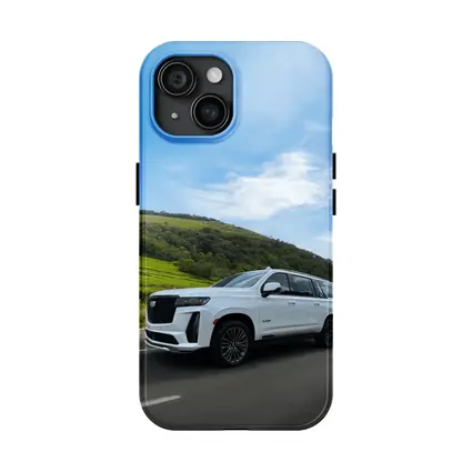 Cadillac Escalade White SUV Green Hills