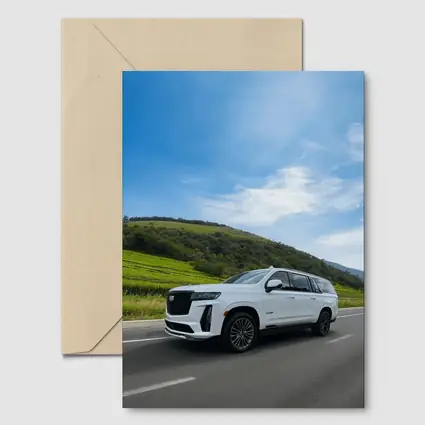 Cadillac Escalade White SUV Green Hills