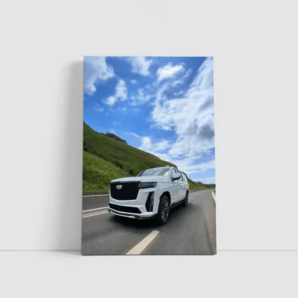 Cadillac Escalade White SUV Open Road