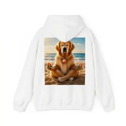 Golden Retriever Meditating on Sunny Beach