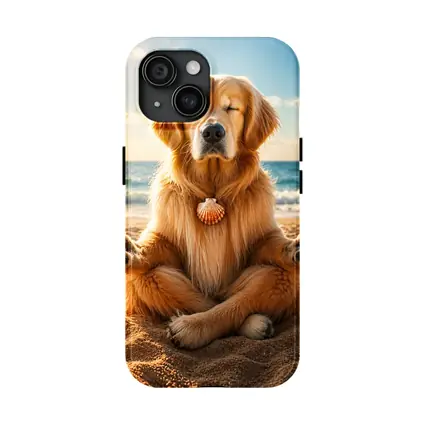 Golden Retriever Meditating on Sunny Beach