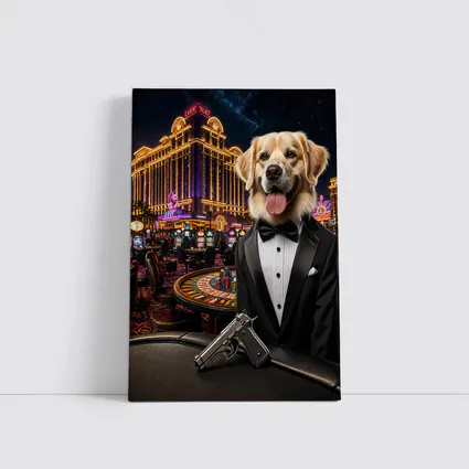Golden Retriever Secret Agent Casino Tuxedo