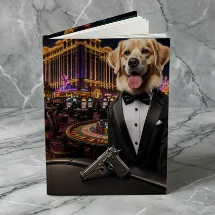 Golden Retriever Secret Agent Casino Tuxedo