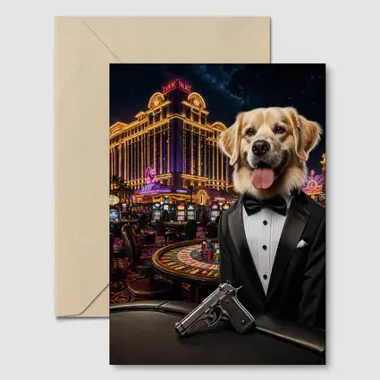 Golden Retriever Secret Agent Casino Tuxedo