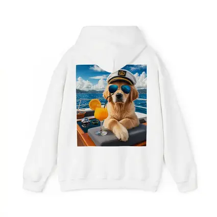 Golden Retriever Captain Relaxing on Luxury Yacht