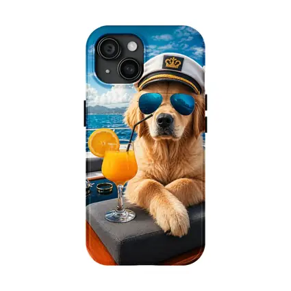 Golden Retriever Captain Relaxing on Luxury Yacht