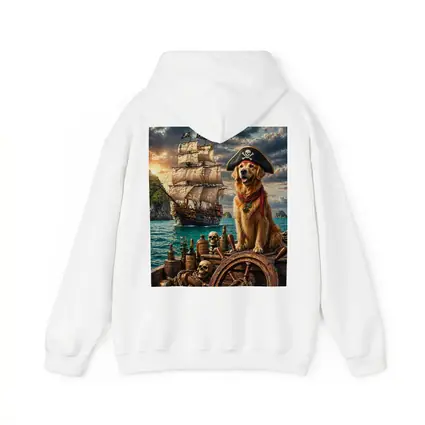 Golden Retriever Pirate Captain Sailing Ship Sea