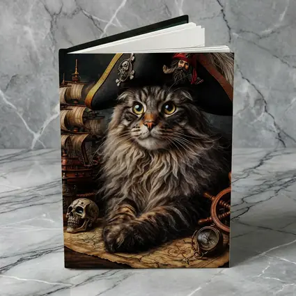 Maine Coon Cat Pirate Captain Nautical Scene
