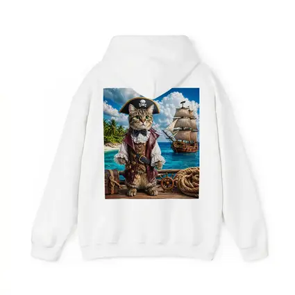 Tabby Cat Pirate Captain Tropical Island Ship