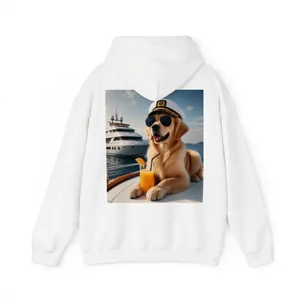 Golden Retriever Captain Relaxing on Luxury Yacht