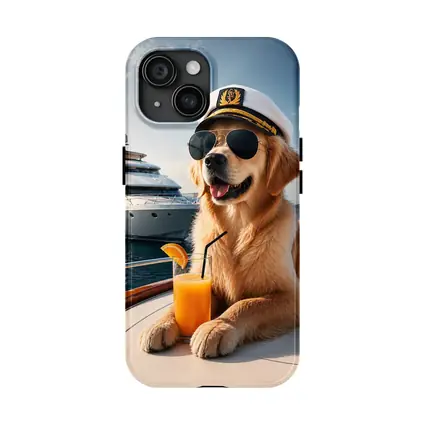 Golden Retriever Captain Relaxing on Luxury Yacht