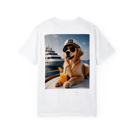 Golden Retriever Captain Relaxing on Luxury Yacht