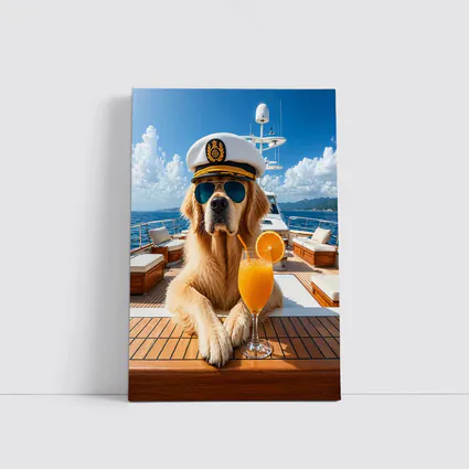 Golden Retriever Captain on Luxury Yacht