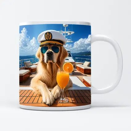 Golden Retriever Captain on Luxury Yacht