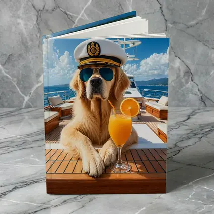 Golden Retriever Captain on Luxury Yacht