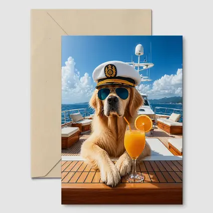 Golden Retriever Captain on Luxury Yacht