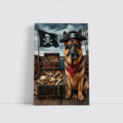 German Shepherd Pirate Captain Ship Deck