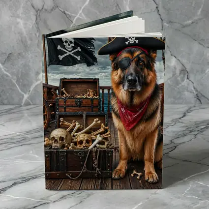 German Shepherd Pirate Captain Ship Deck